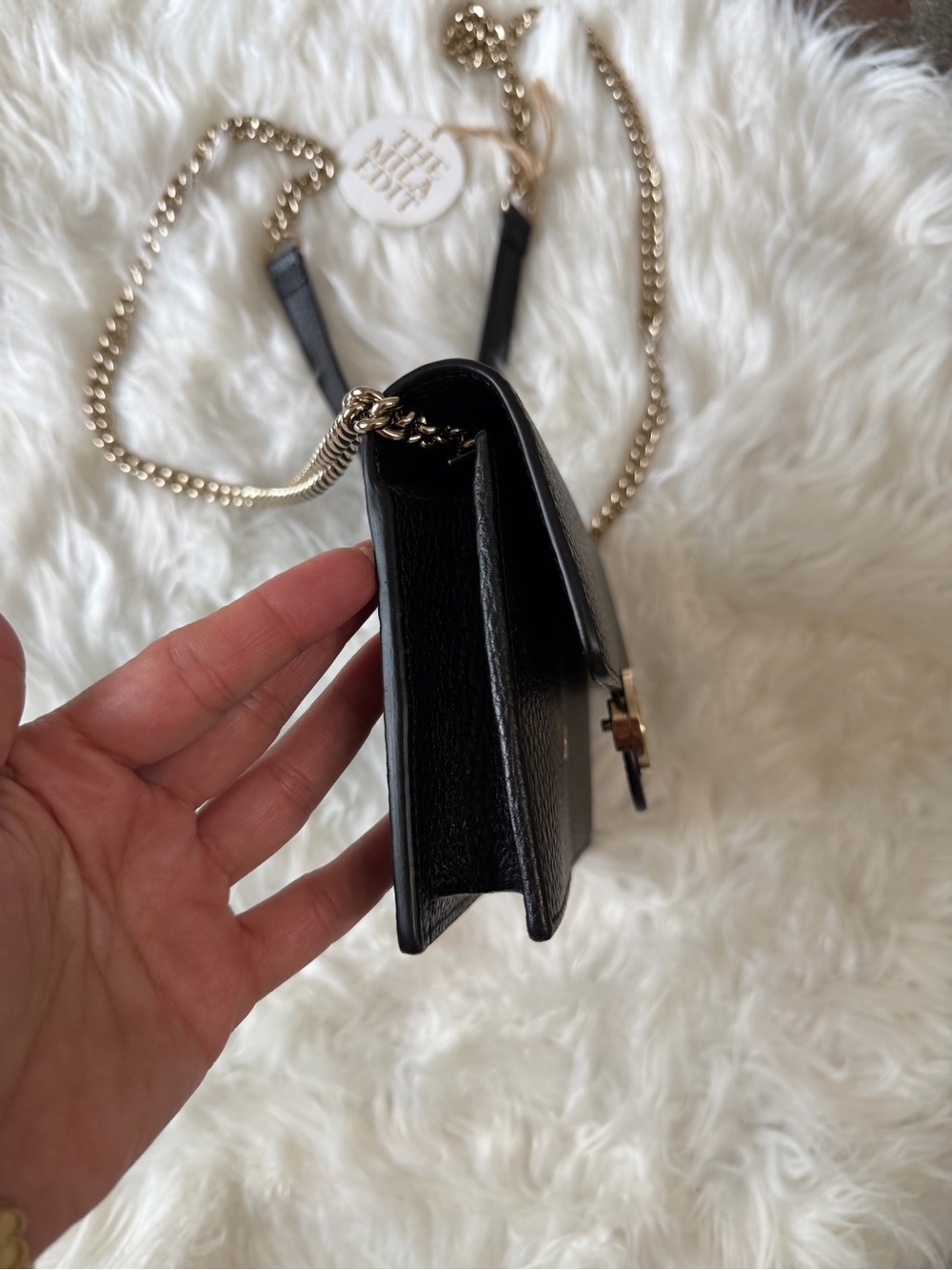 GUCCI INTERLOCKING G WALLET ON CHAIN Grained Leather - Picture 12 of 12